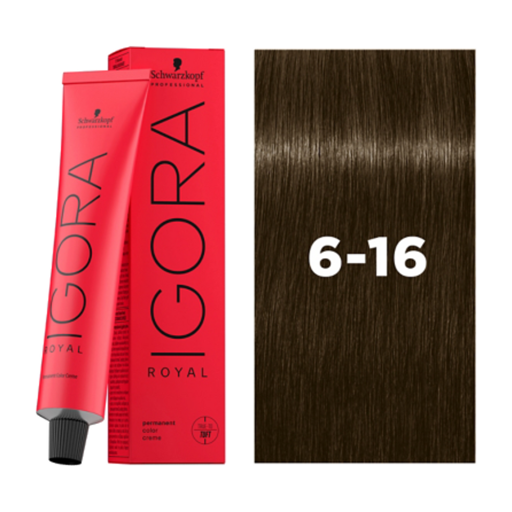 Schwarzkopf Igora Royal 6-16 Donkerblond Cendré Chocolade 60 ml