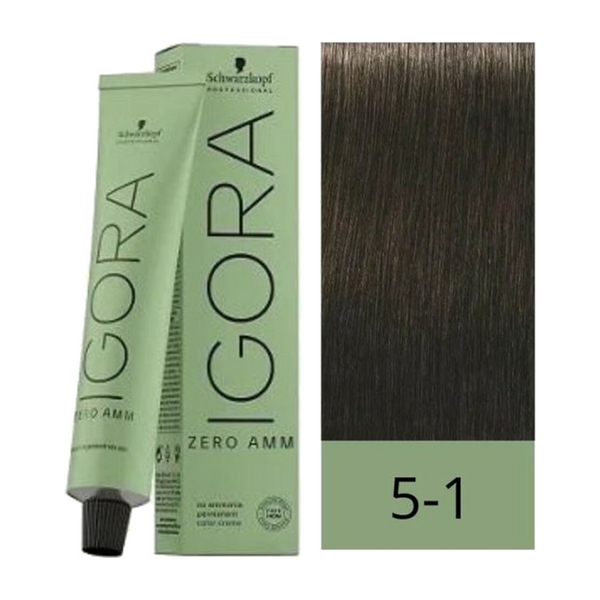 Schwarzkopf Igora Zero Amm 5-1 Lichtbruin Cendré 60 ml